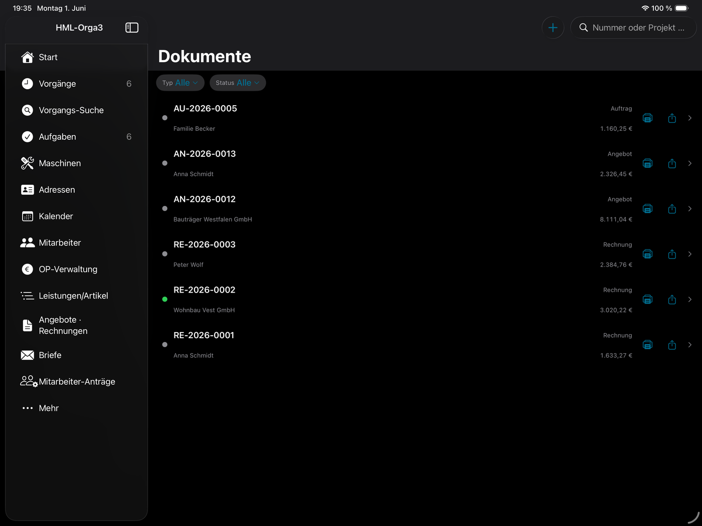 Dokumente-Liste