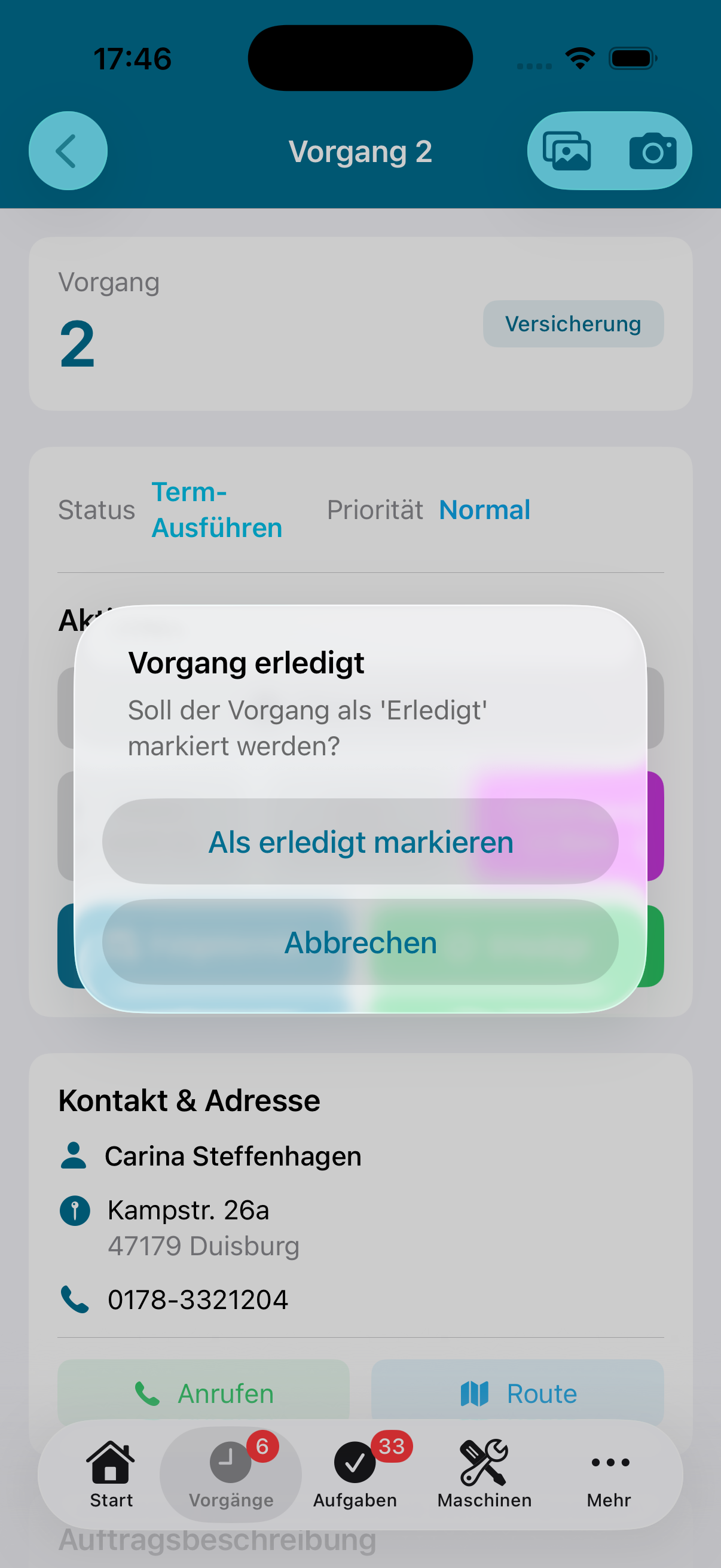Erledigt Dialog
