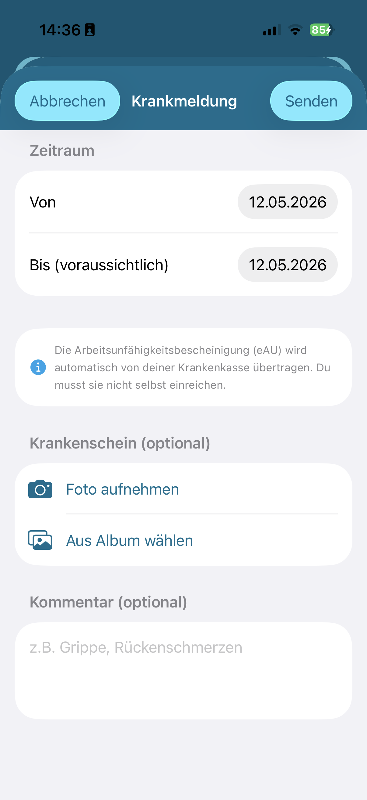 Krankmeldung-Sheet