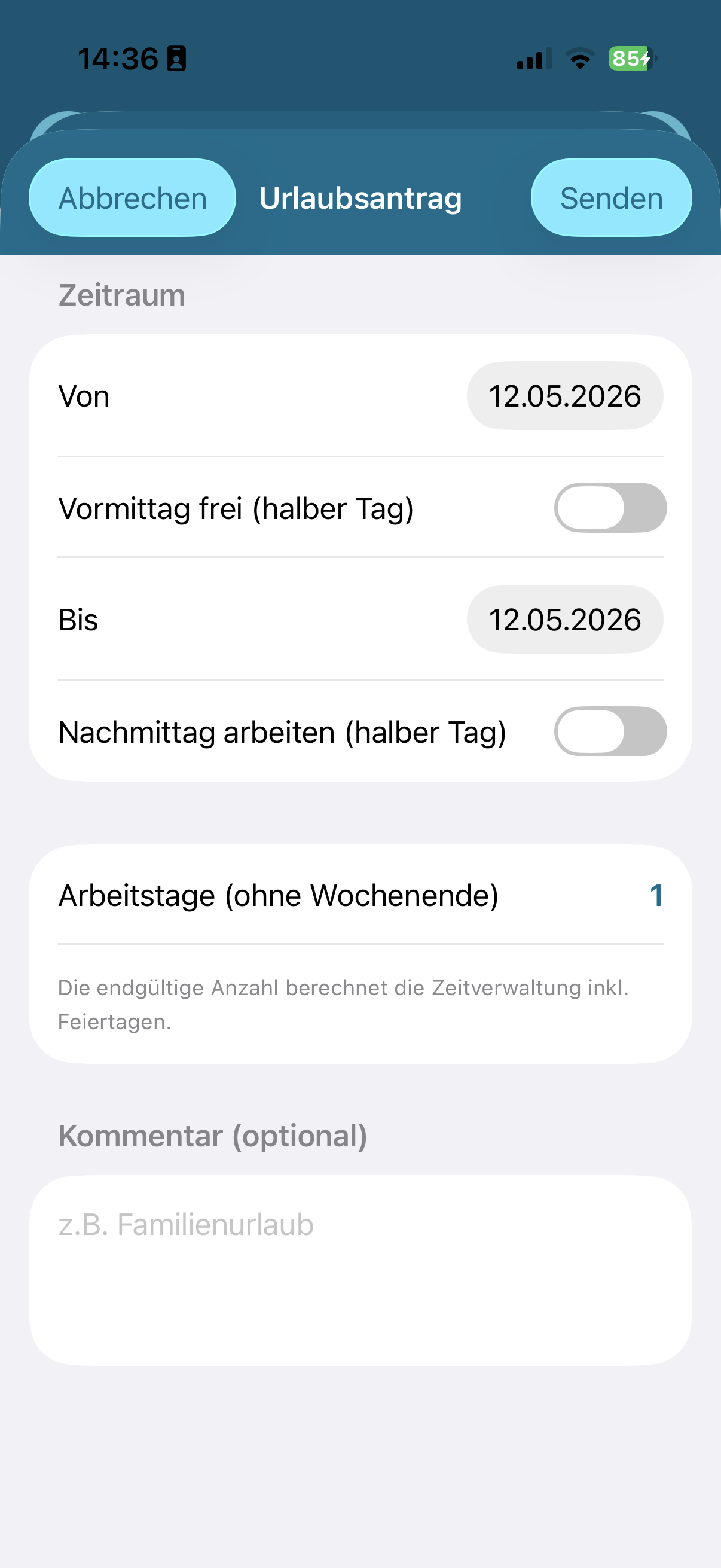 Urlaubsantrag-Sheet