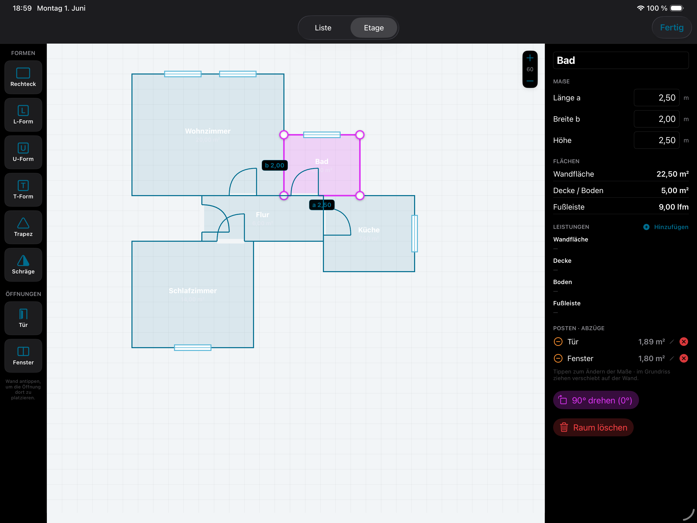 iPad Grundriss-Editor
