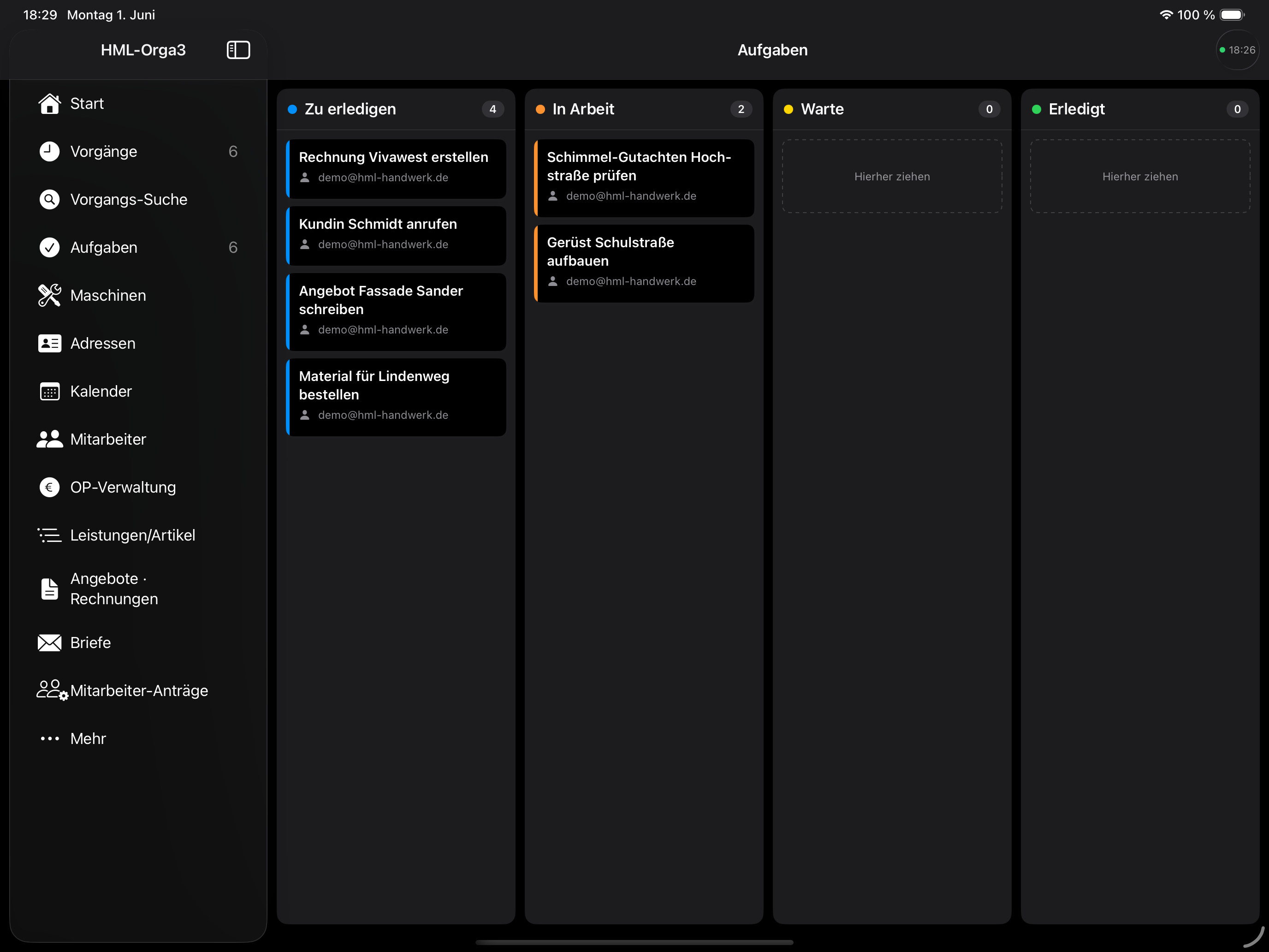 iPad Aufgaben als Kanban-Board